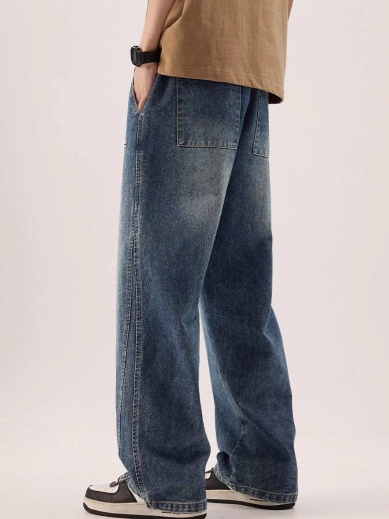 Men's Plus Size Vintage Wash Loose Fit Jeans