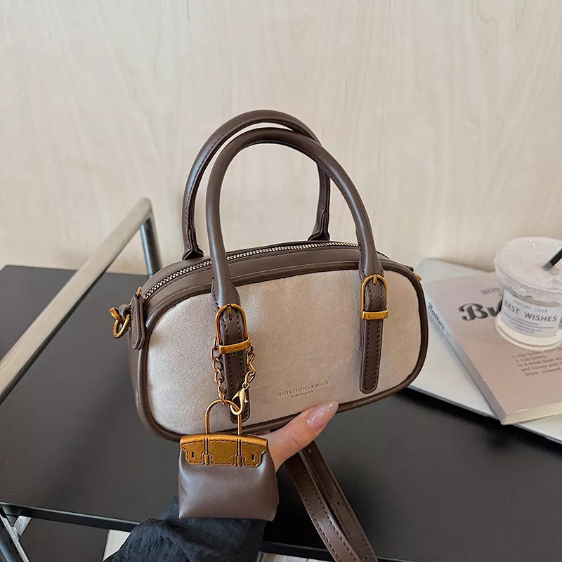 Barrel Crossbody Bag with Detachable Charm