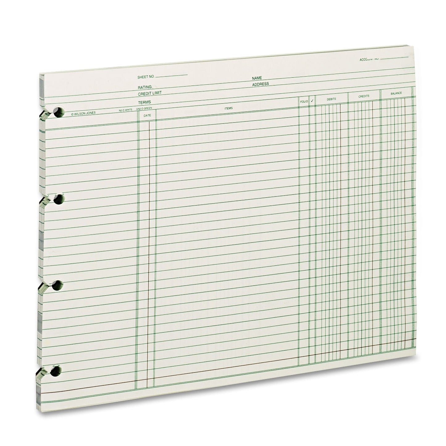 Wilson Jones Accounting Sheets, 9.25 x 11.88, Green, Loose Sheet, 100/Pack