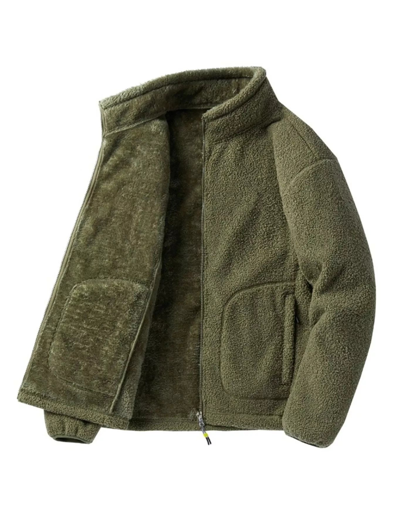 Men's Plus Size Cozy Fleece Zip-Up Jacket