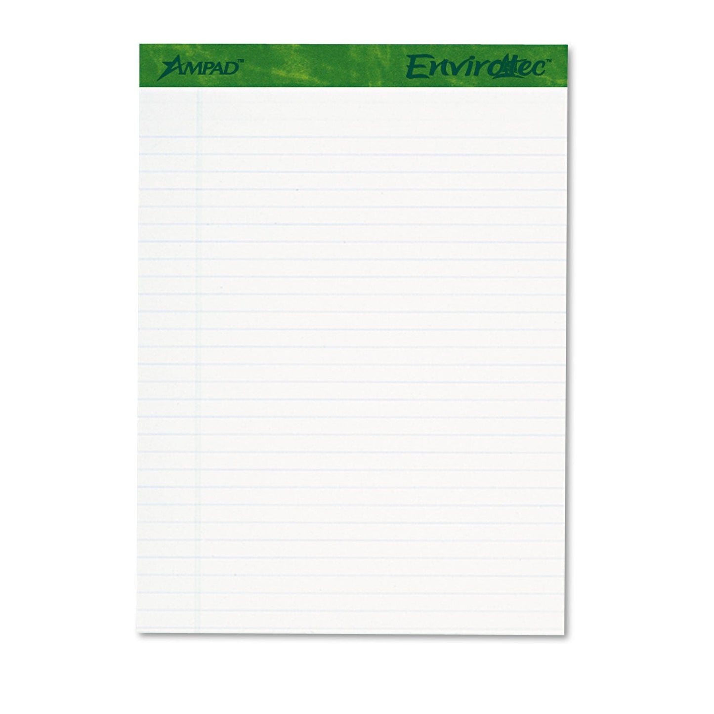 Ampad Earthwise by Ampad Recycled Writing Pad, Wide/Legal Rule, Politex Sand Headband, 40 White 8.5 x 11.75 Sheets, 4/Pack