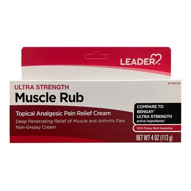Leader Muscle Rub Ultra Strength Cream 4 Oz