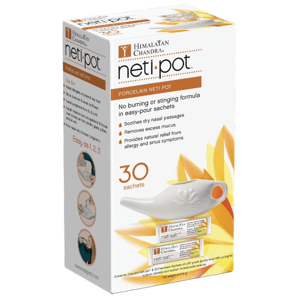 Himalayan Chandra Porcelain Sachets Neti Pot 30Ct