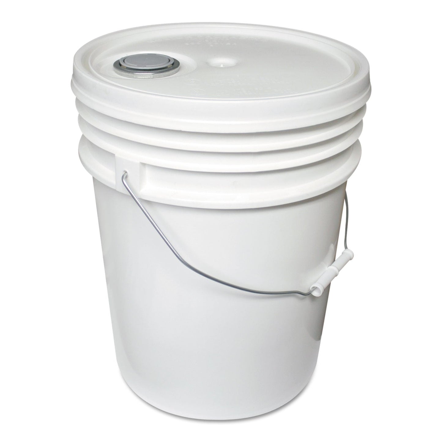 Impact Utility Bucket with Lid, 5 gal, Polyethylene, White, 11.25" dia