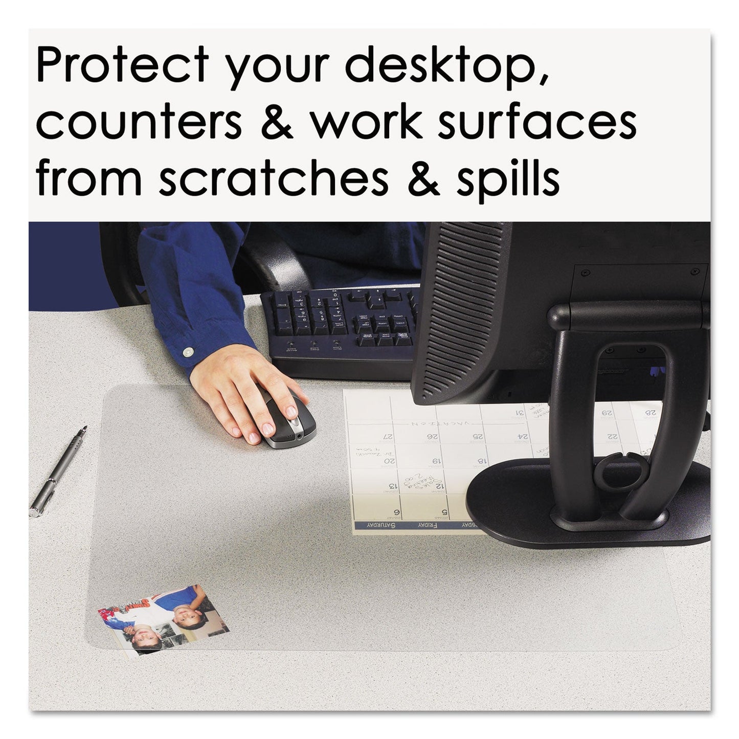 Artistic KrystalView Desk Pad with Antimicrobial Protection, Matte Finish, 22 x 17, Clear