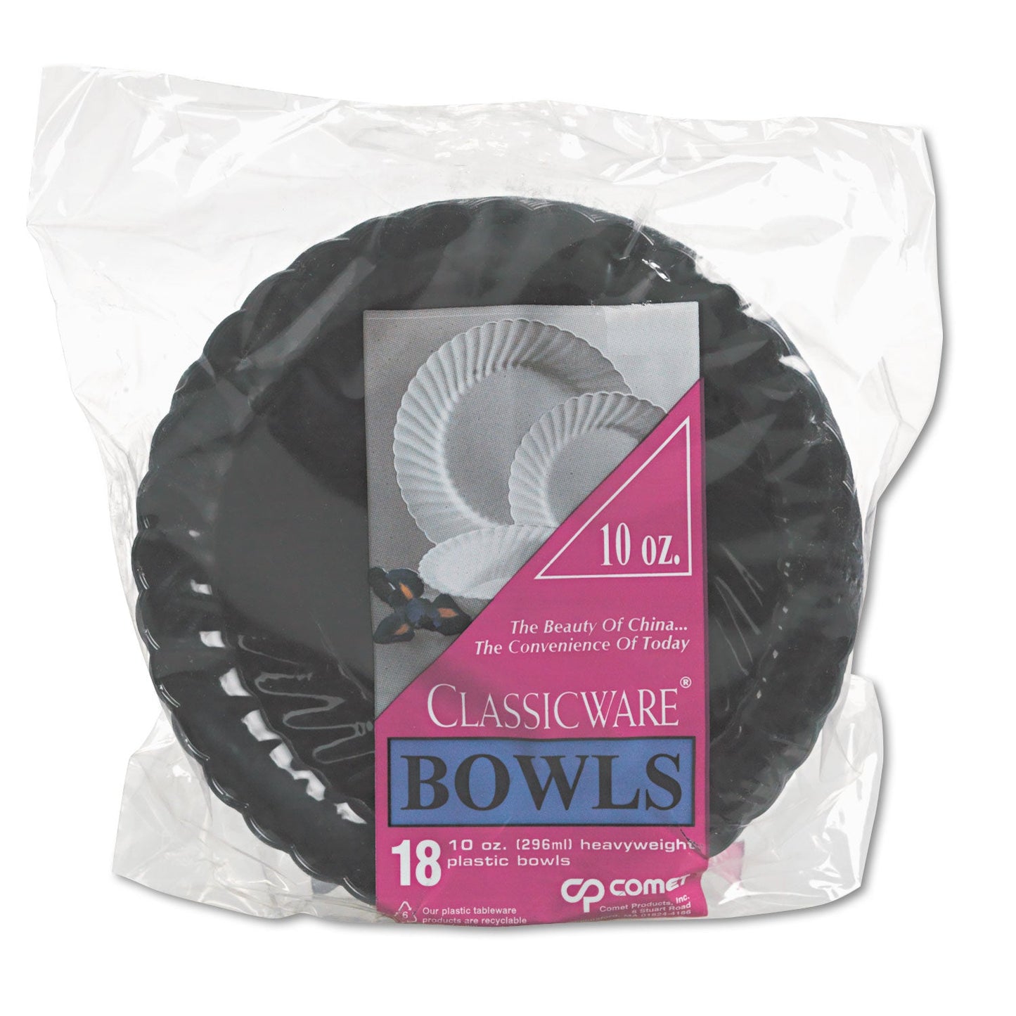 WNA Classicware Plates, Plastic, 10.25" dia, Black, 144/Carton