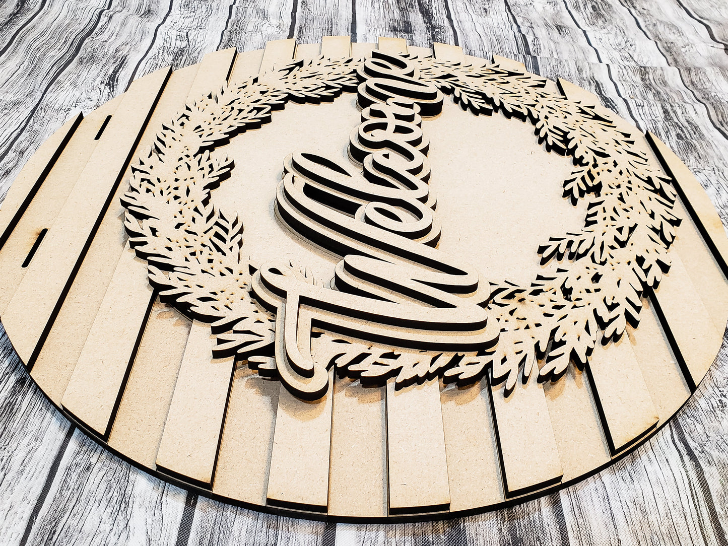 Welcome Wreath & Stripes Door Hanger DIY Unfinished Kit