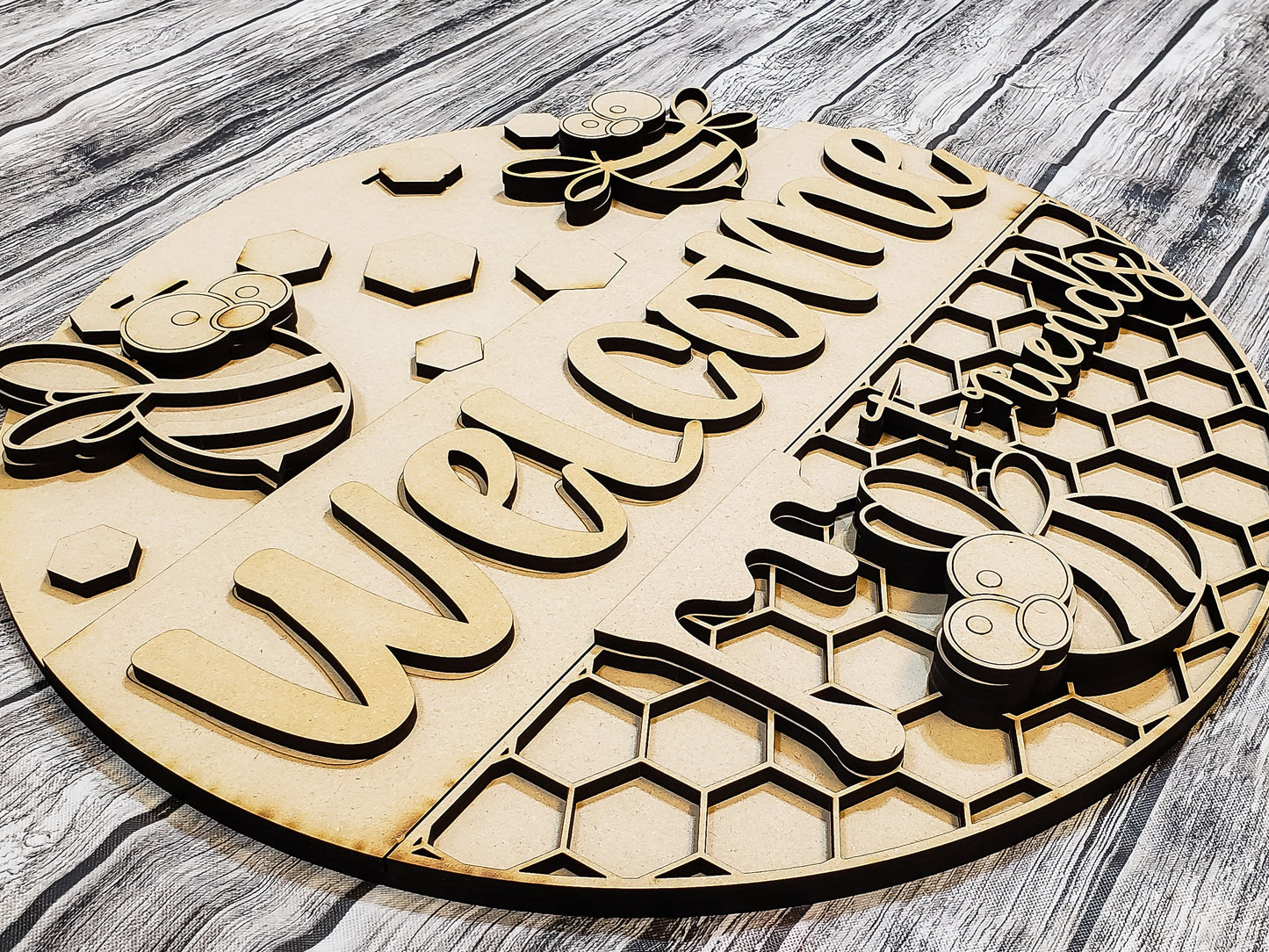 Welcome Friends Bee Door Hanger DIY Unfinished Kit