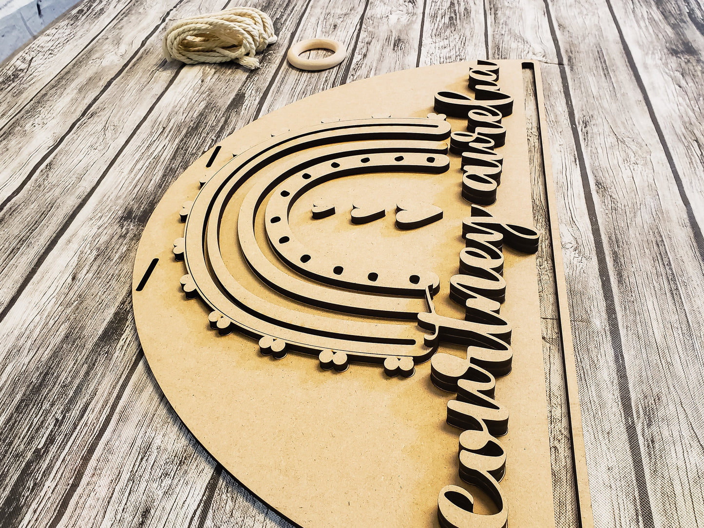 3D Personalized Boho Rainbow Macrame Wall Hanger DIY Unfinished Kit