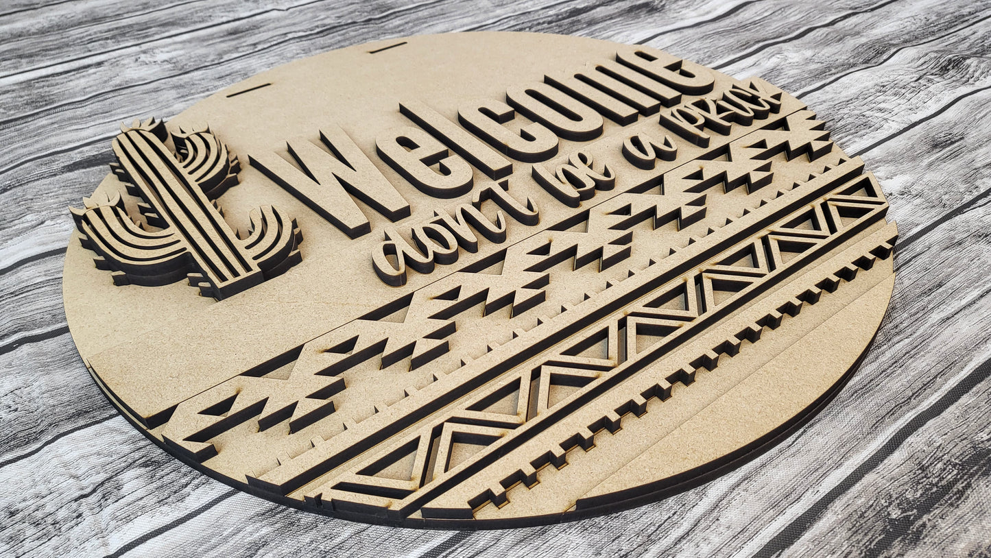 Welcome Don't Be A Prick Snarky Cactus Door Hanger DIY Unfinished Kit