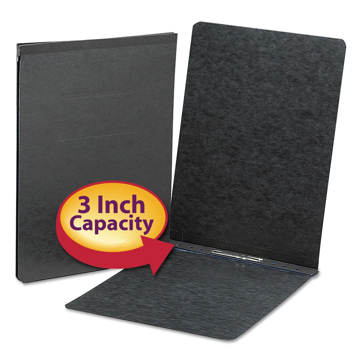 Smead Prong Fastener Premium Pressboard Report Cover, Two-Piece Prong Fastener, 3" Capacity, 11 x 17, Black/Black
