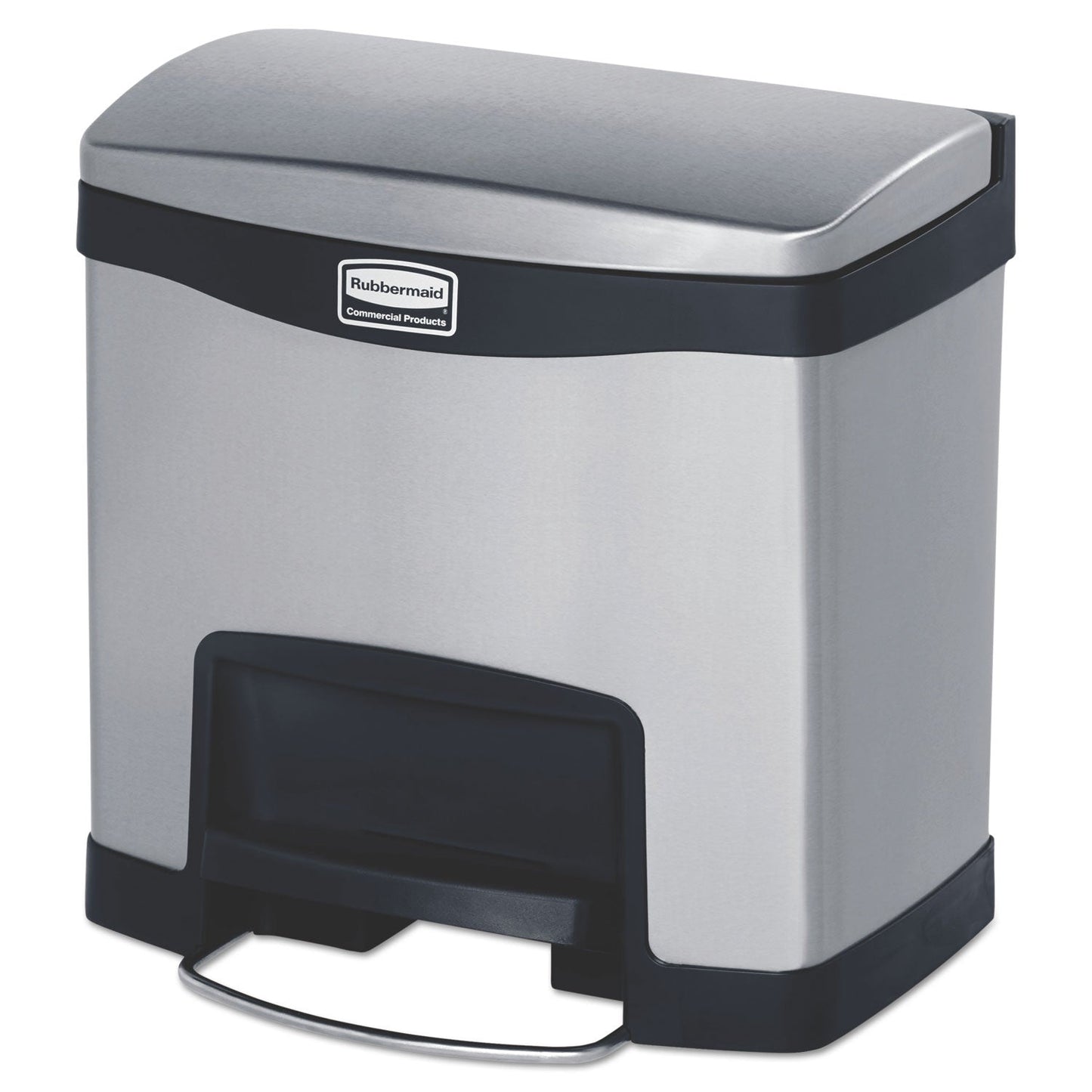 Rubbermaid Slim Jim Stainless Steel Step-On Container, Front Step Style, 4 gal, Black