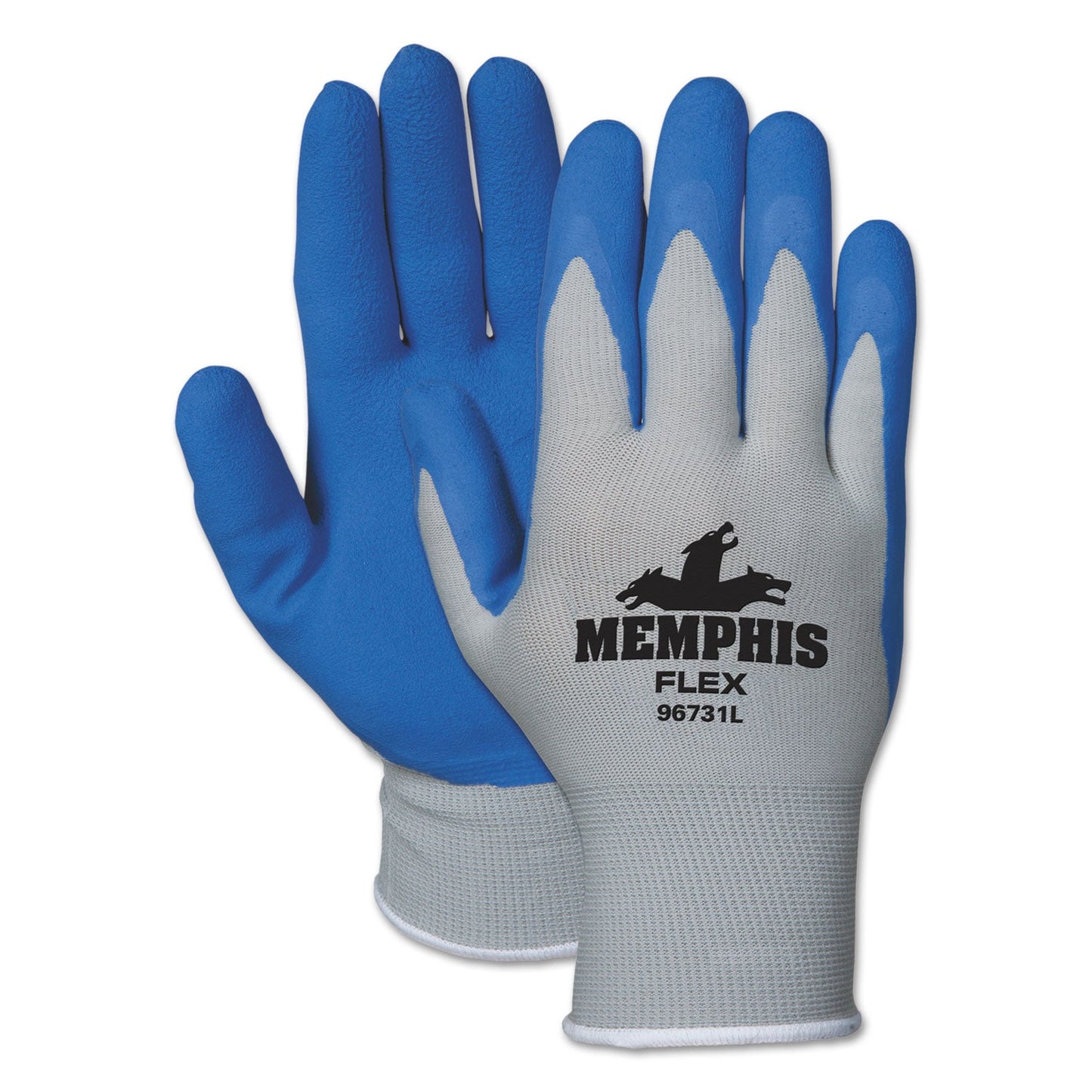 MCR Memphis Flex Seamless Nylon Knit Gloves, Large, Blue/Gray, Pair