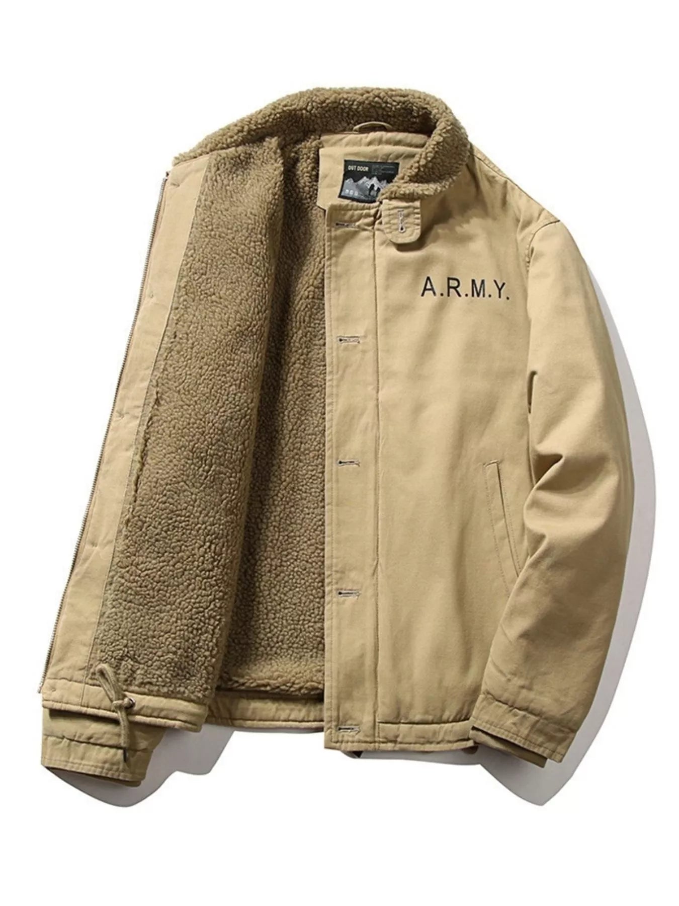 Men's Plus Size Sherpa Collar Button Up Jacket