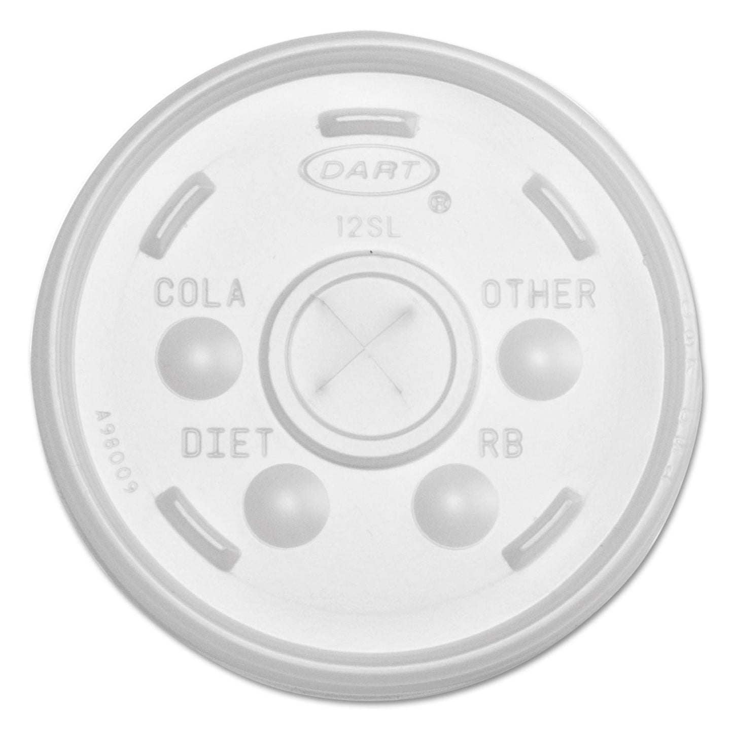 Dart Plastic Lids for Foam Cups, Bowls and Containers, Flat with Straw Slot, Fits 6-14 oz, Translucent, 100/Pack, 10 Packs/Carton