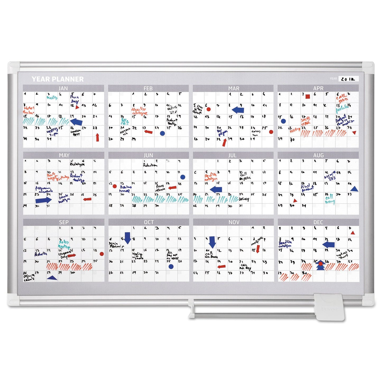 MasterVision 4 Month Planner, 36x24, Aluminum Frame