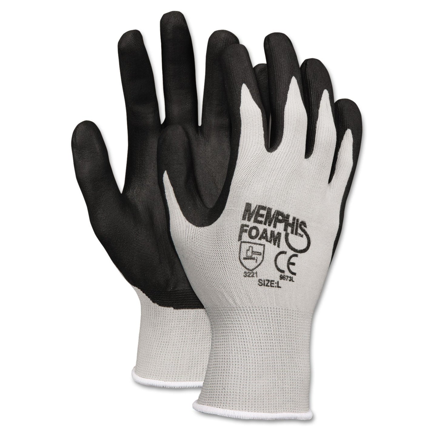 MCR Economy Foam Nitrile Gloves, X-Large, Gray/Black, 12 Pairs