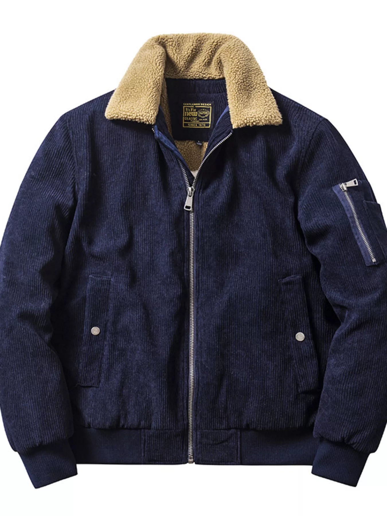 Men's Plus Size Corduroy Sherpa Collar Jacket