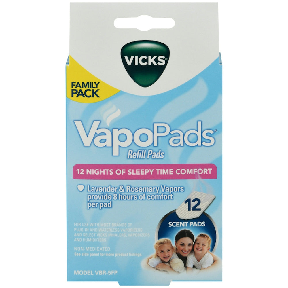 Vicks Vapopads Refills Lavender & Rosemary Scent Pads Family Pack 12Ea