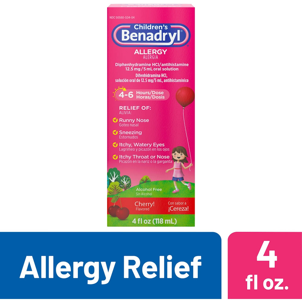 Benadryl Children's Allergy Relief Liquid Cherry 4 Oz