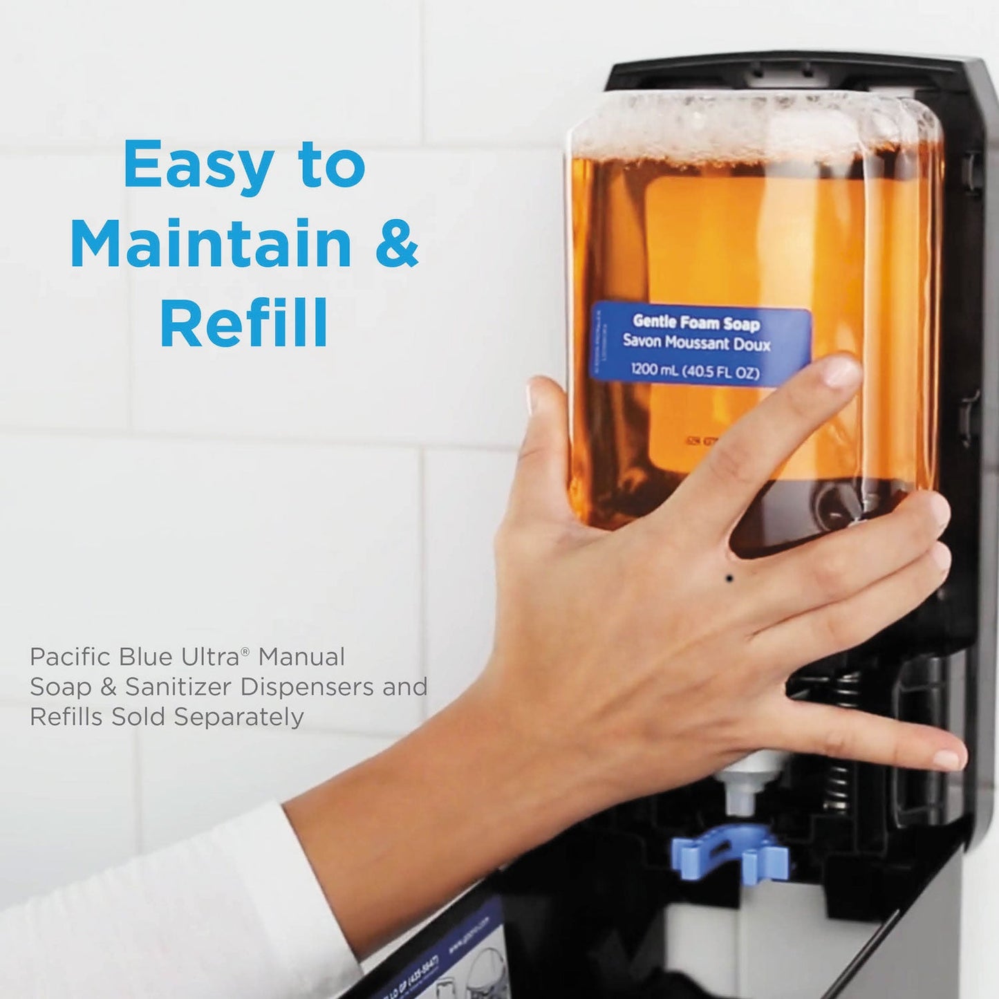 Georgia Pacific Pacific Blue Ultra Soap/Sanitizer Dispenser 1,200 mL Refill, 5.6 x 4.4 x 11.5, Black