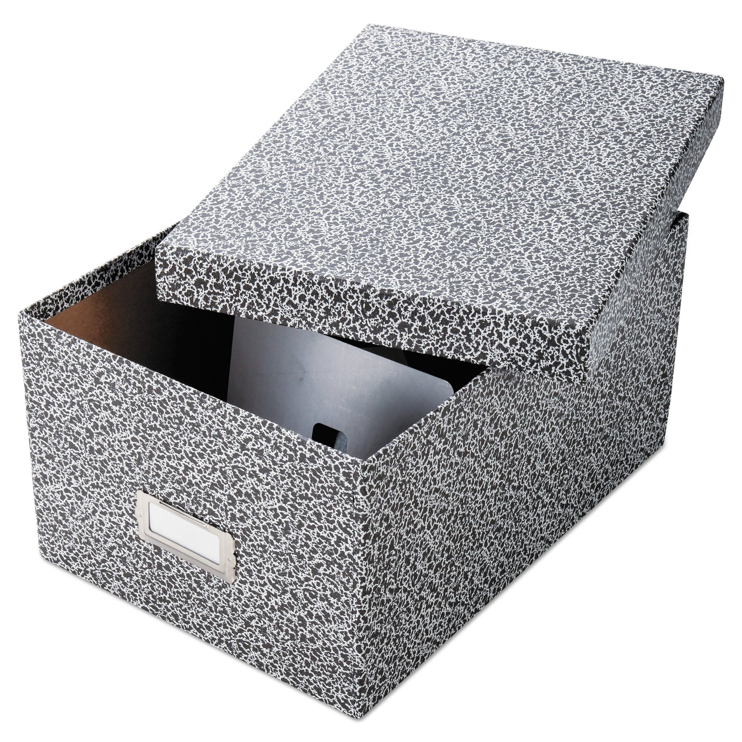 Oxford Reinforced Board Card File, Lift-Off Cover, Holds 1,200 5 x 8 Cards, 8.13 x 11 x 5.75, Black/White