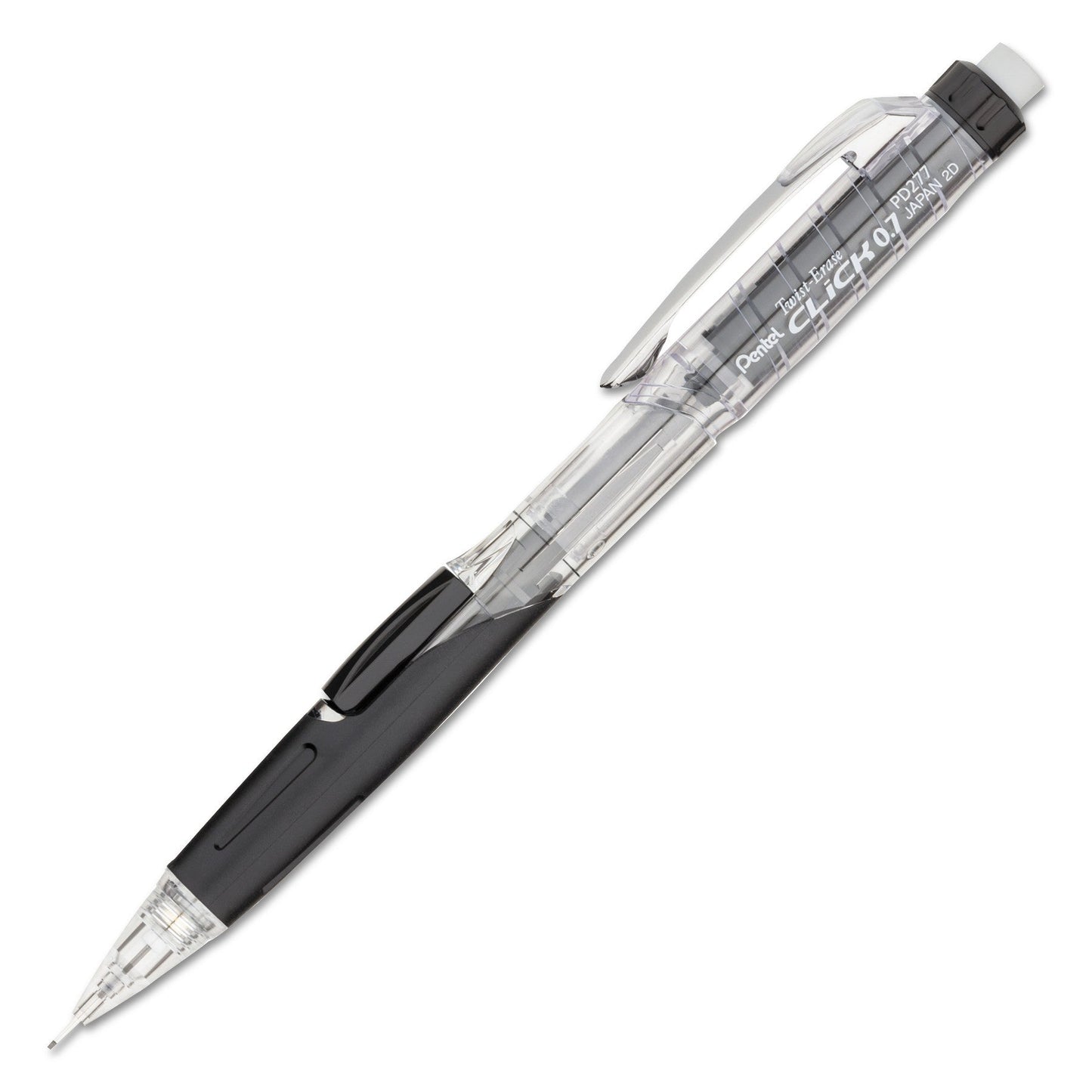 Pentel Twist-Erase CLICK Mechanical Pencil, 0.7 mm, HB (#2.5), Black Lead, Black Barrel