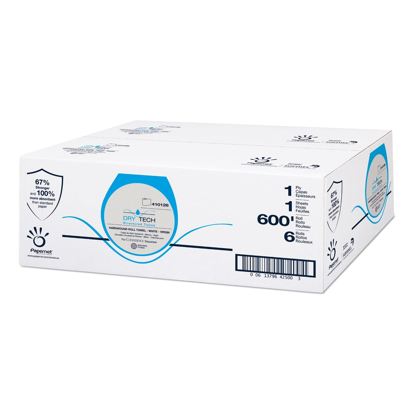 Papernet Dry Tech Paper Towel, 7.5" x 600 ft, White, 6/Carton