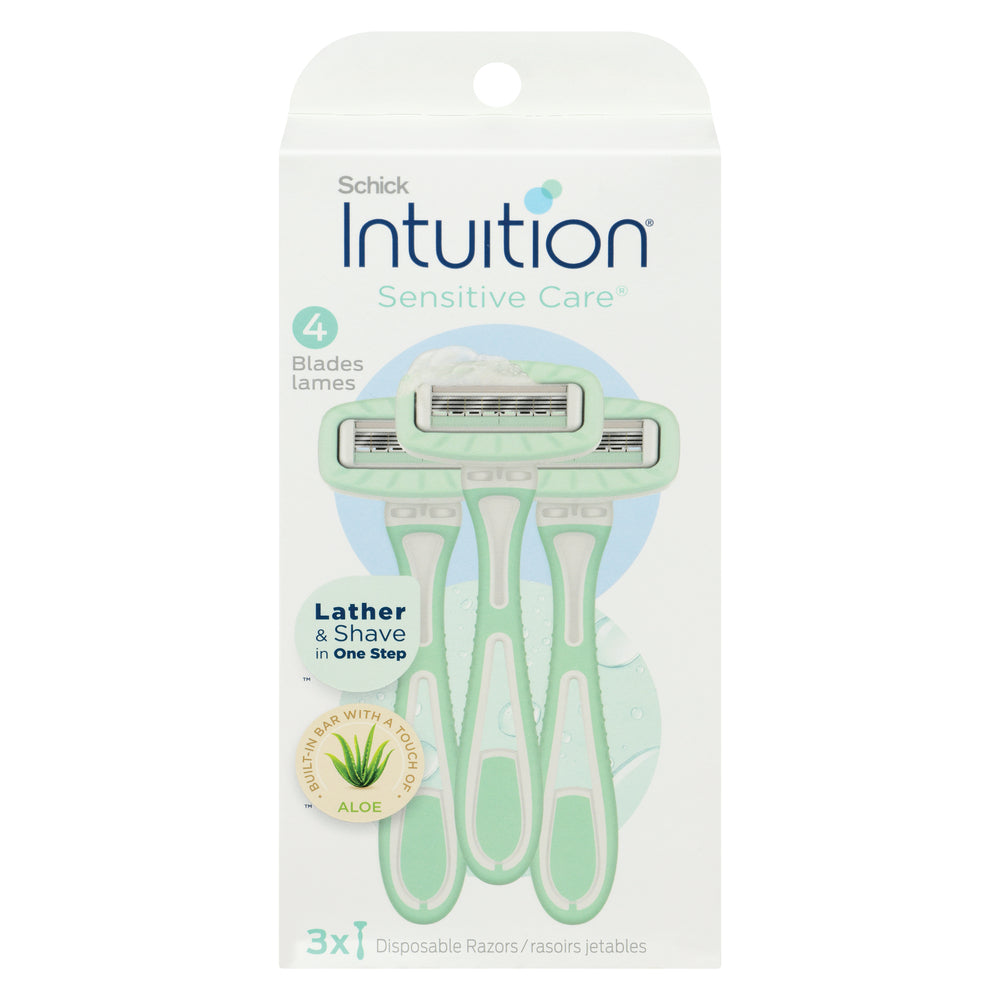 Schick Intuition Sensitive Care 4 Blades Disposable Razors 3 Ea