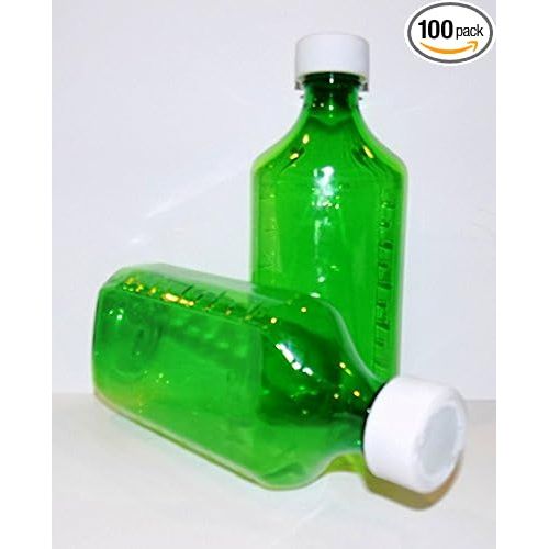Green C/R. Oval Plastic Bottle 8 Oz x100 Ea