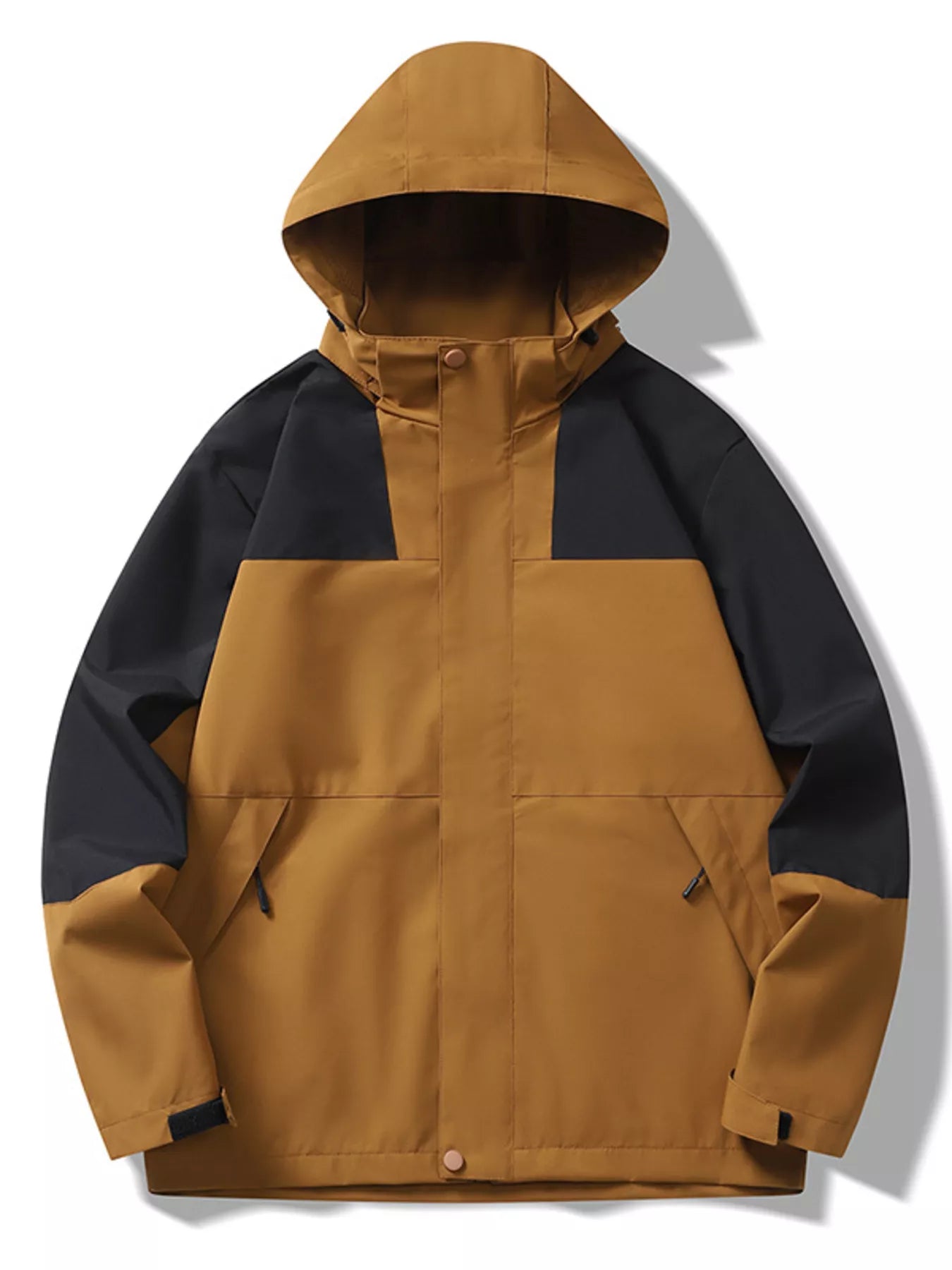 Men's Full Size Two-Tone Hooded Windproof Outdoor Jacket Plus Size