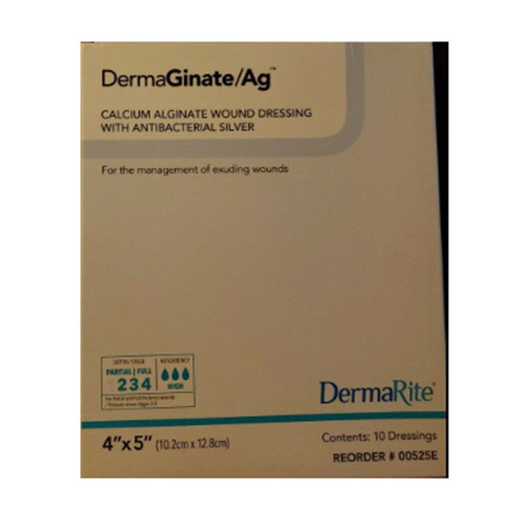 Dermarite DermaGinate/ Ag Alginate Dressing With Antibacterial Silver 4X 5 In 10 Ct
