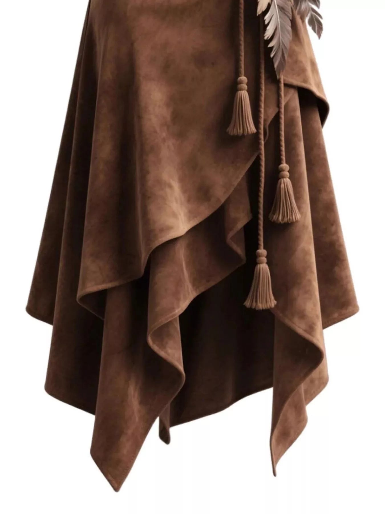 Full Size Tassel Suede Asymmetrical Skirt Plus Size