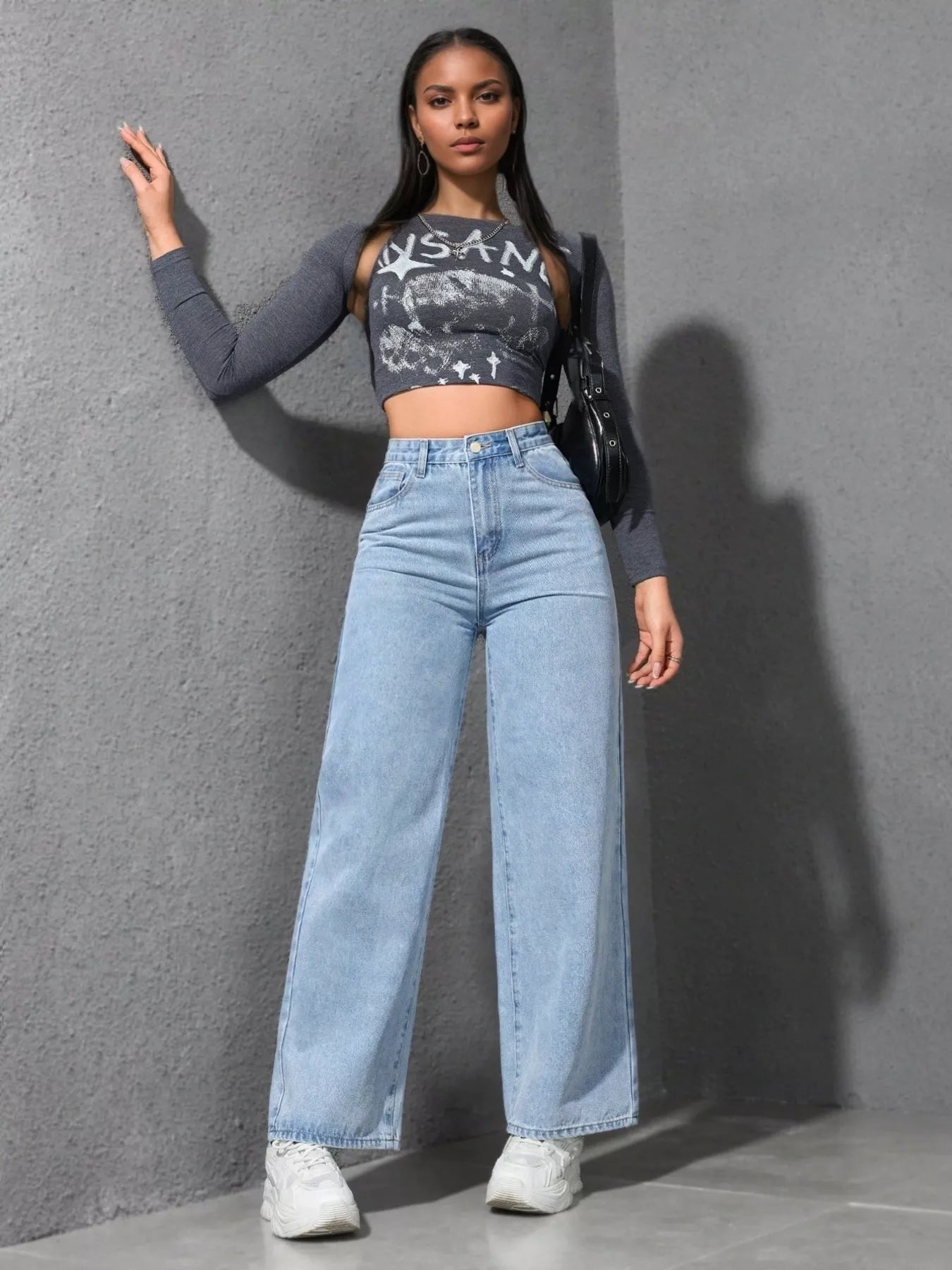 High-Waisted Wide Leg Jeans