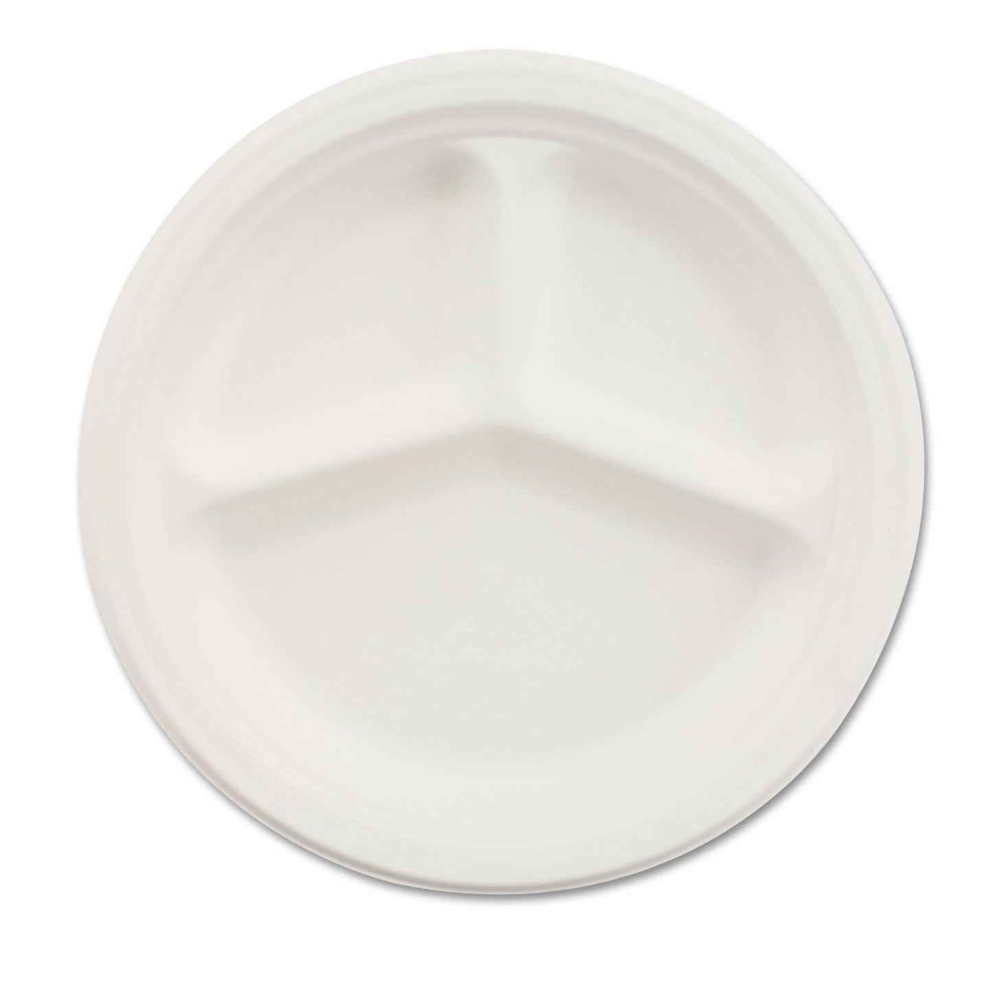 Chinet Paper Dinnerware, 3-Compartment Plate, 10.25" dia, White, 500/Carton