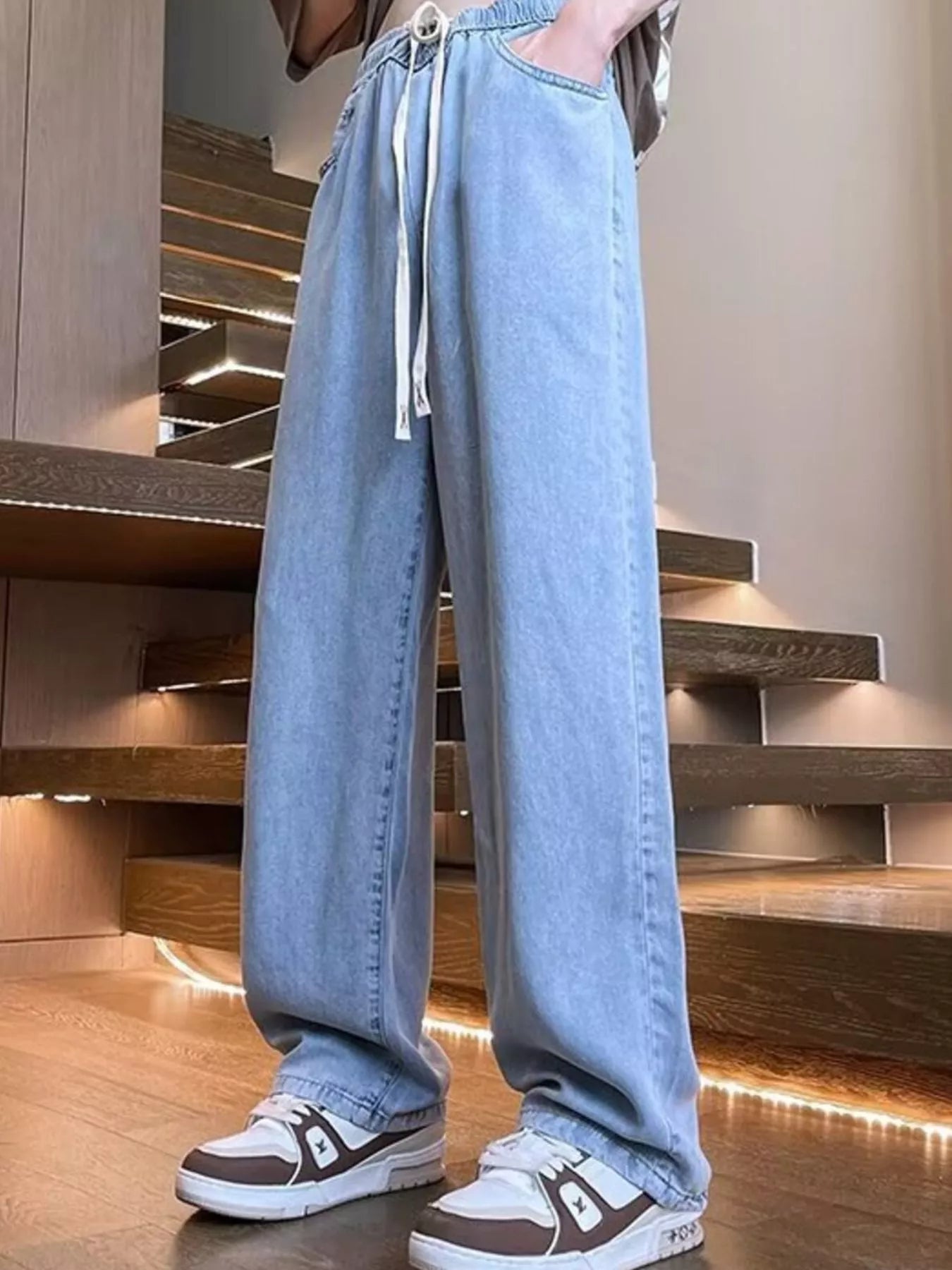Men's Full Size Wash Loose Fit Jeans Plus Size