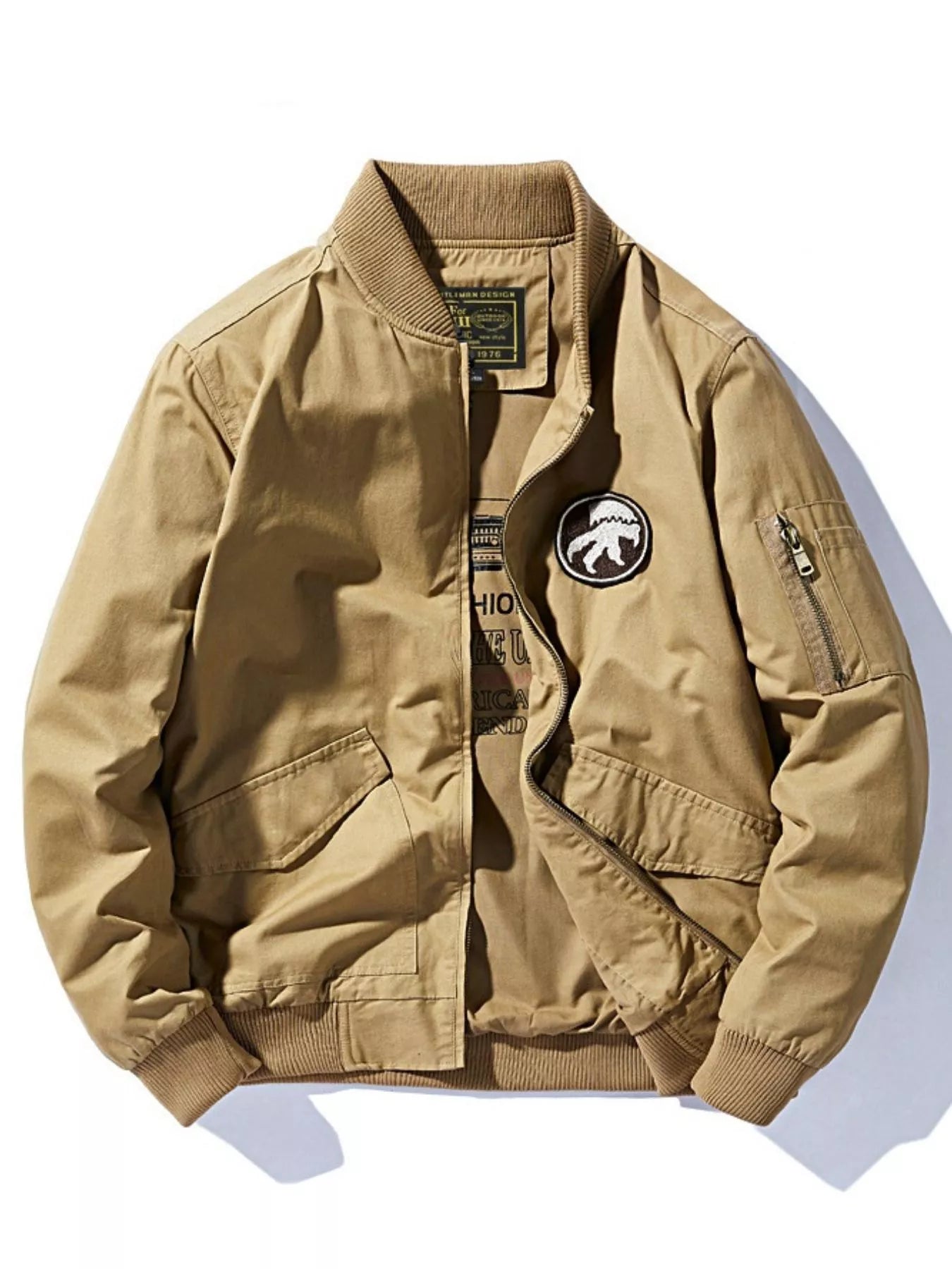 Men's Plus Size Casual Zip Up Bomber Jacket