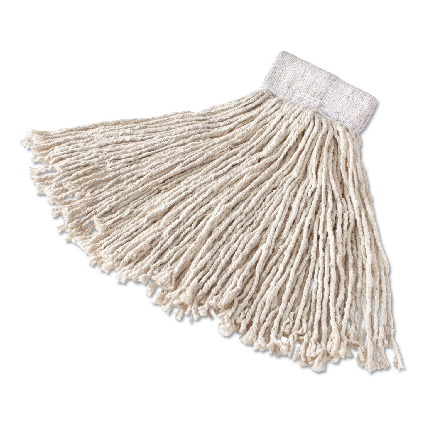 Rubbermaid Super Stitch Cotton Looped End Wet Mop Head, Large, 1" White Headband