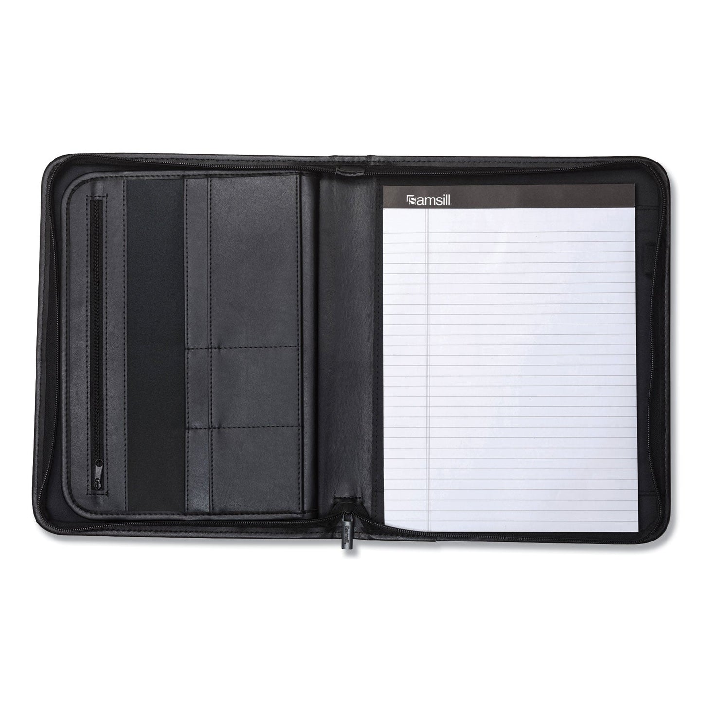 Samsill Professional Zippered Pad Holder, Pockets/Slots, Writing Pad, Black