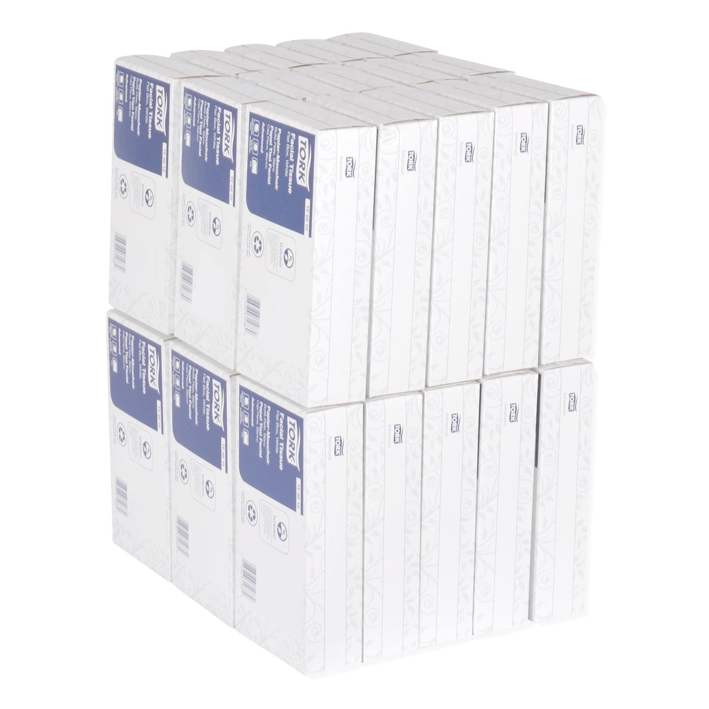 Tork Advanced Facial Tissue, 2-Ply, White, Flat Box, 100 Sheets/Box, 30 Boxes/Carton