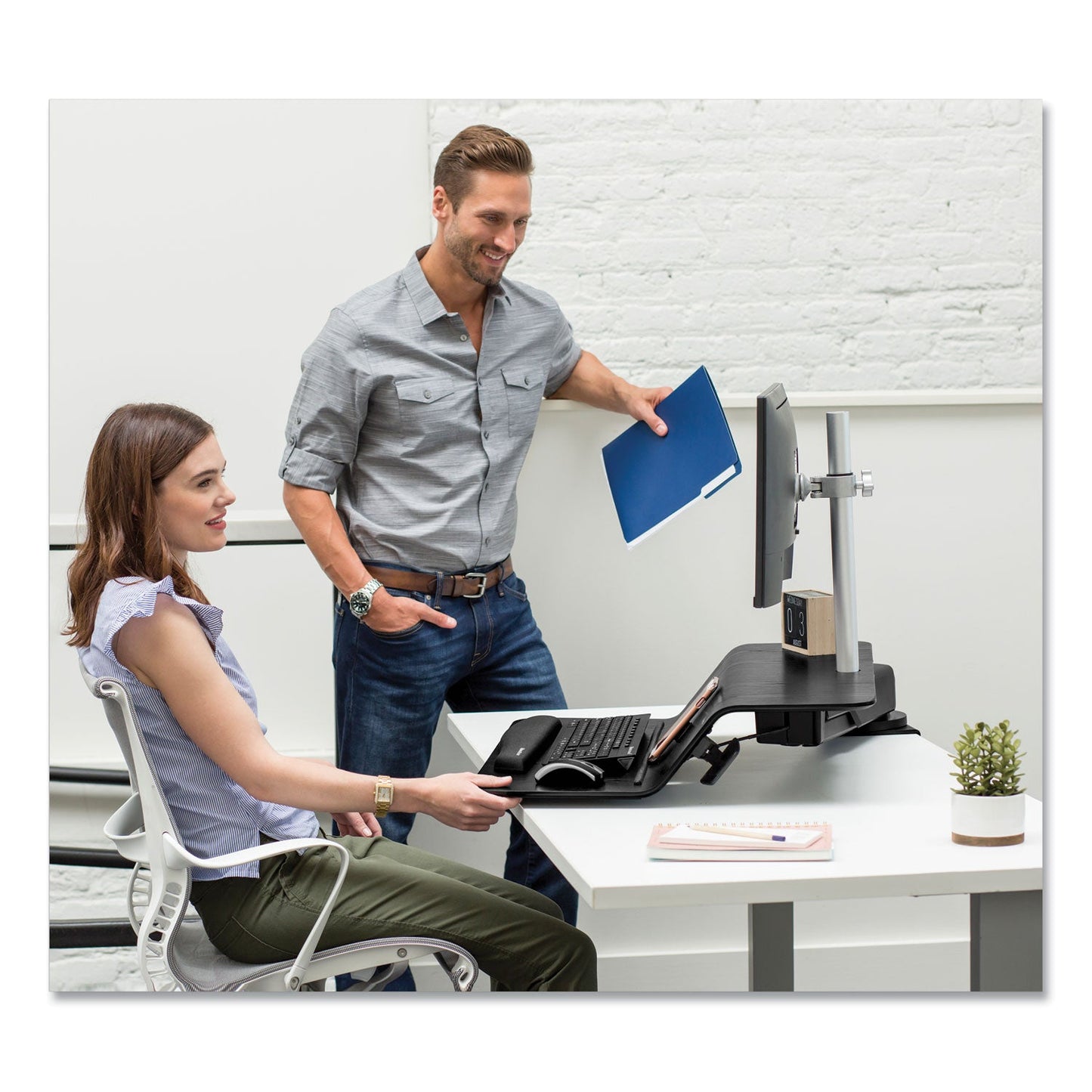 Fellowes Lotus RT Sit-Stand Workstation, 48" x 30" x 42.2" to 49.2", Black