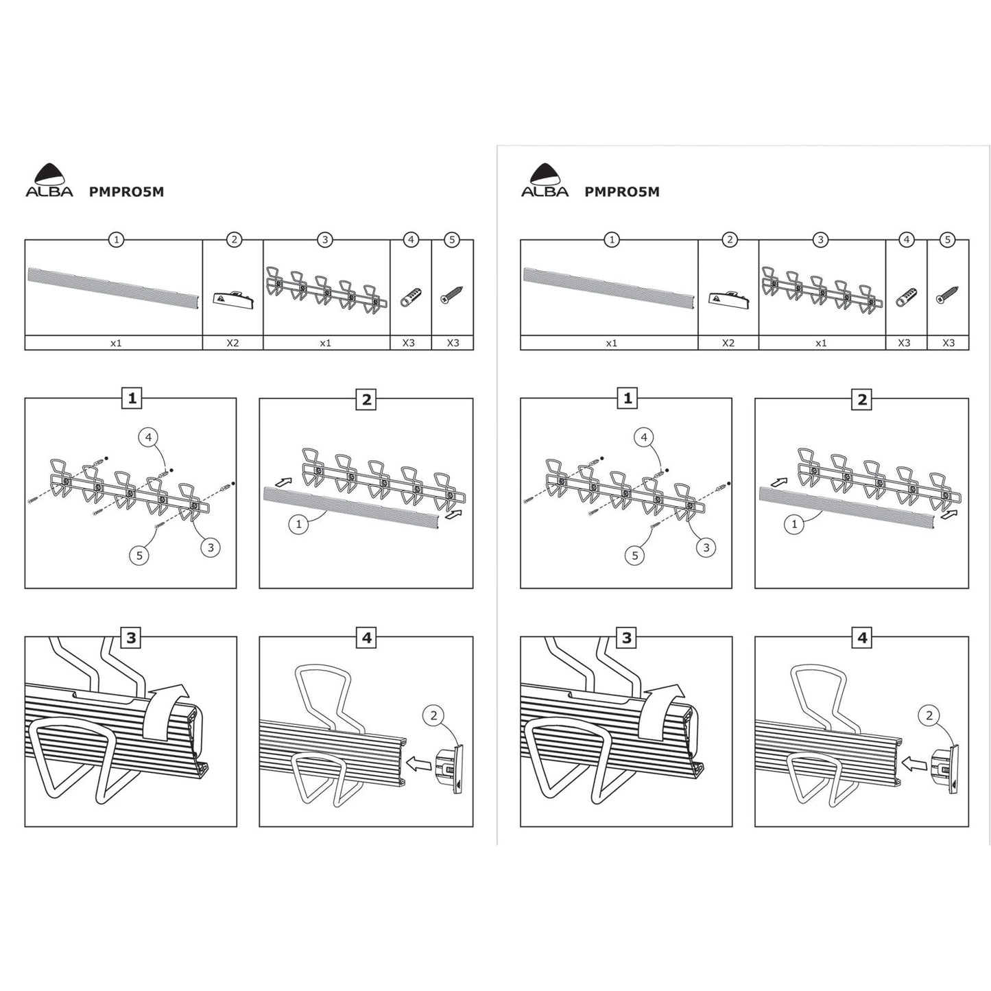 Alba Wall-Mount Coat Hooks, Metal, Silver, 22 lb, 29.92" x 2.95" x 6.45"