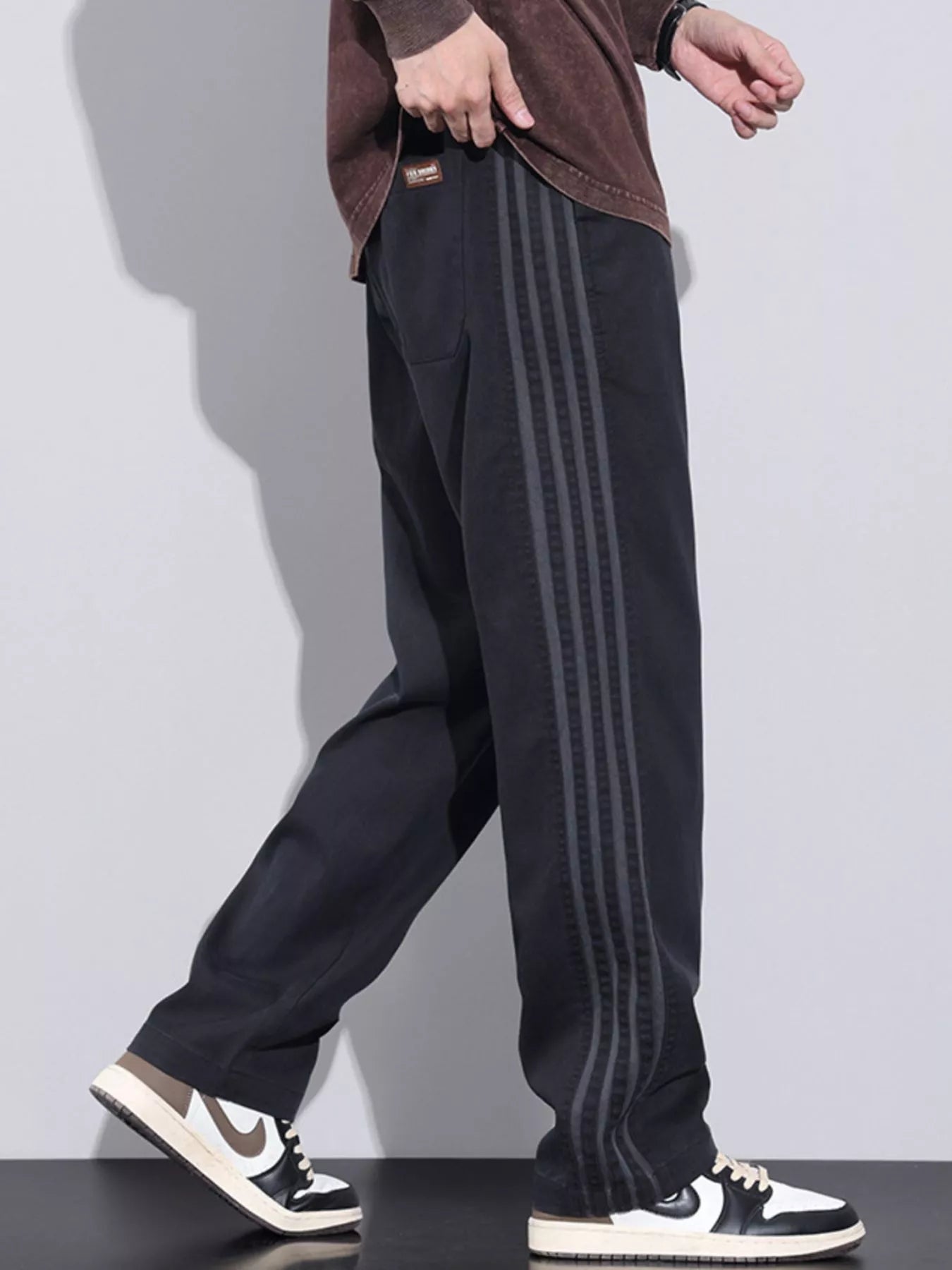 Men's Plus Size Casual Loose Fit Stripes Pants