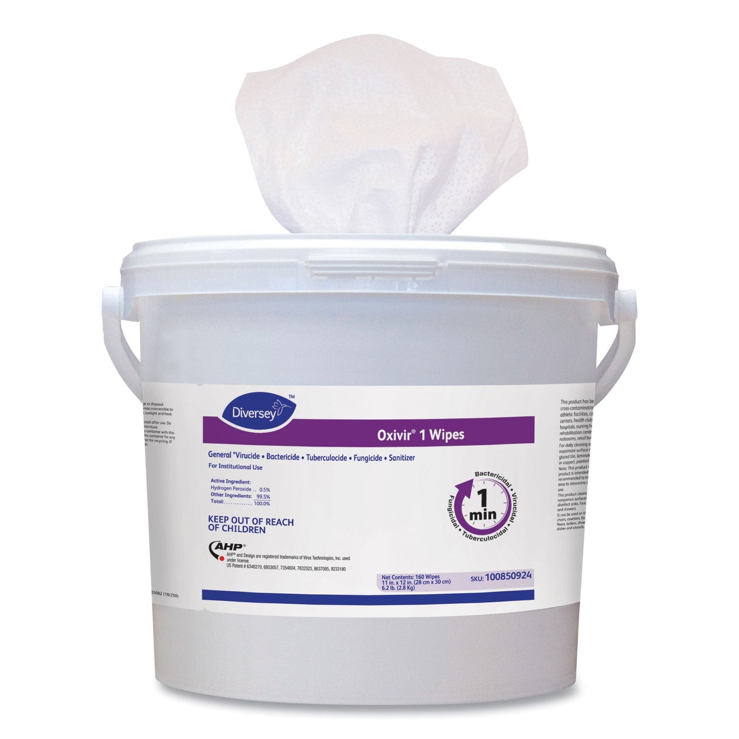 Diversey Oxivir 1 Wipes, 11 x 12, 160/Canister, 4/Carton