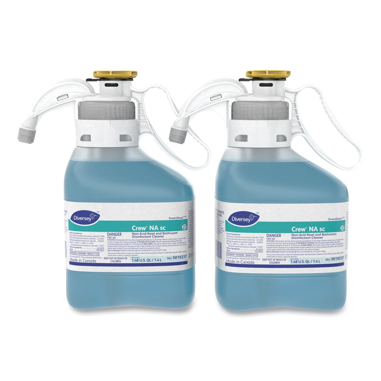 Diversey Crew Non-Acid Bowl and Bathroom Disinfectant Cleaner, Floral, 47.3 oz, 2/Carton