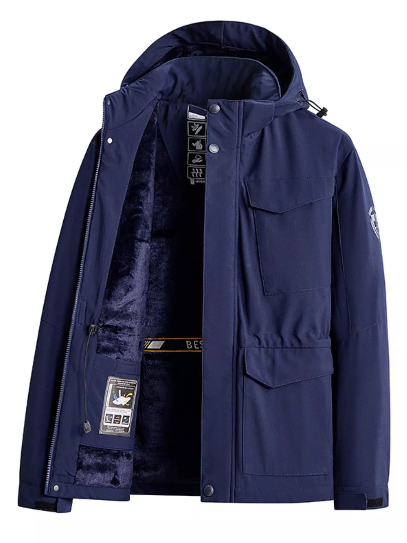 Men's Plus Size Hooded Zip Up Parka Coat