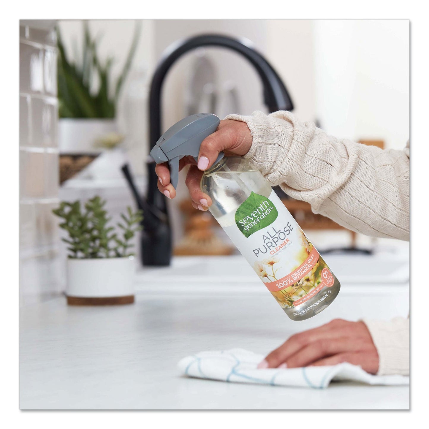 Seventh Generation Natural All-Purpose Cleaner, Morning Meadow, 23 oz Trigger Spray Bottle, 8/Carton
