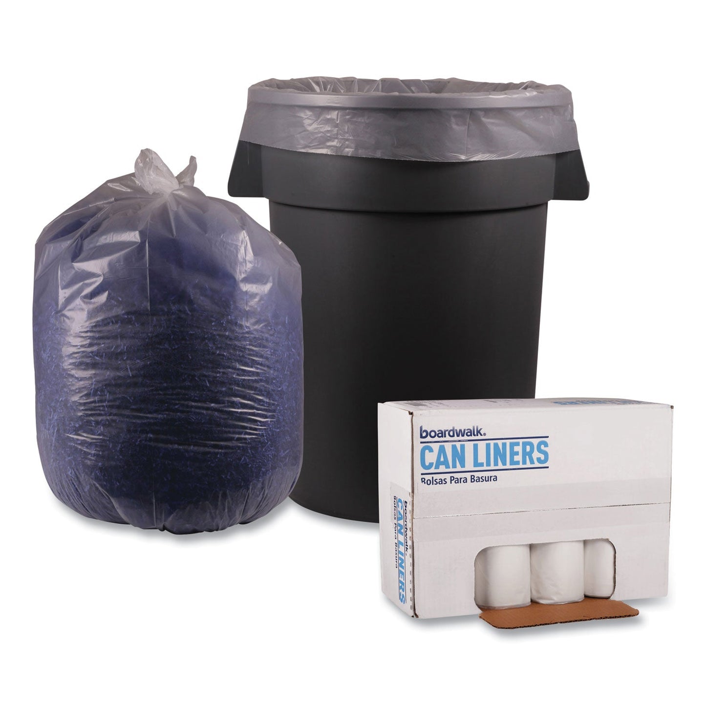 Boardwalk Low Density Repro Can Liners, 56 gal, 1.4 mil, 43" x 47", Clear, 10 Bags/Roll, 10 Rolls/Carton