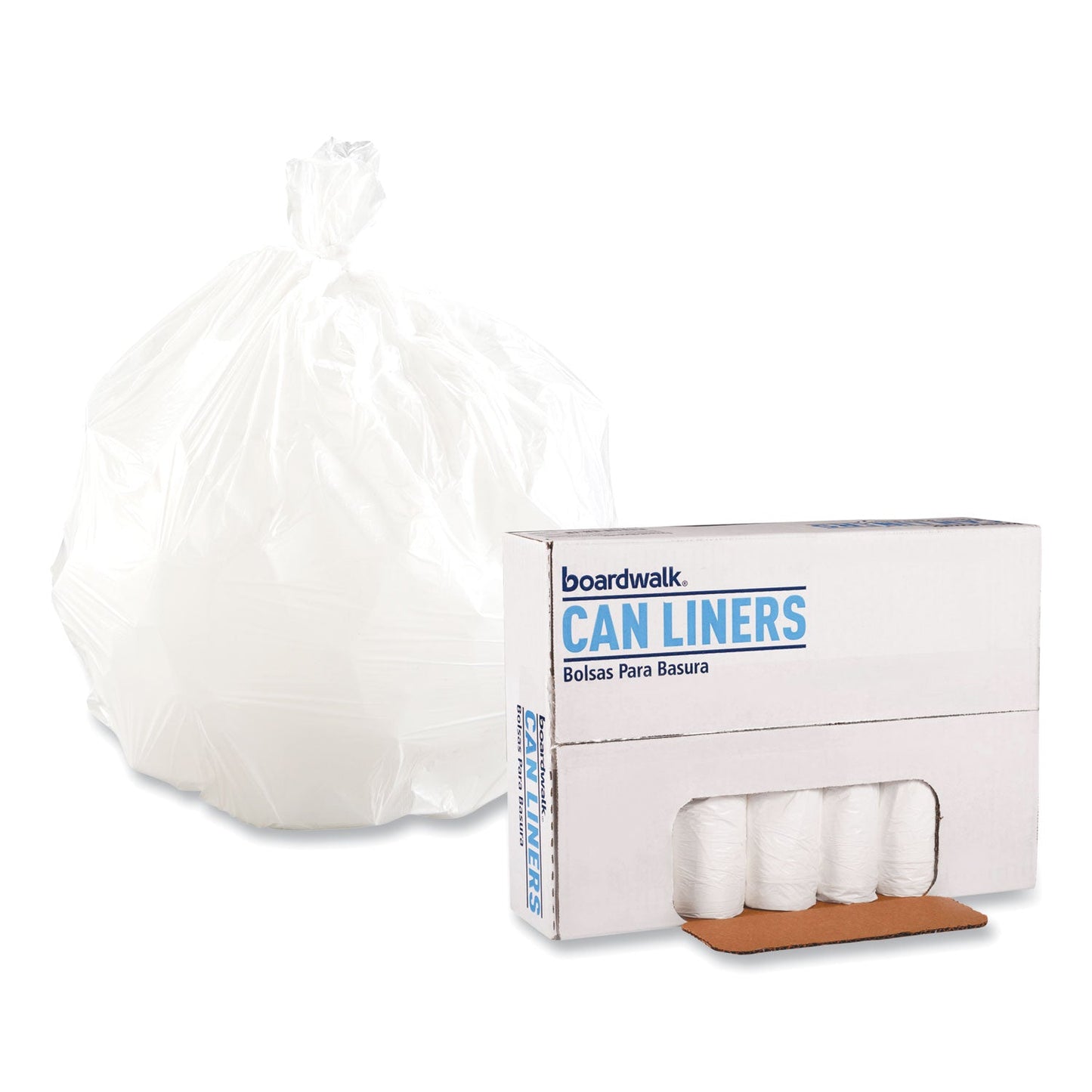 Boardwalk Low-Density Waste Can Liners, 16 gal, 0.4 mil, 24" x 32", White, 500/Carton