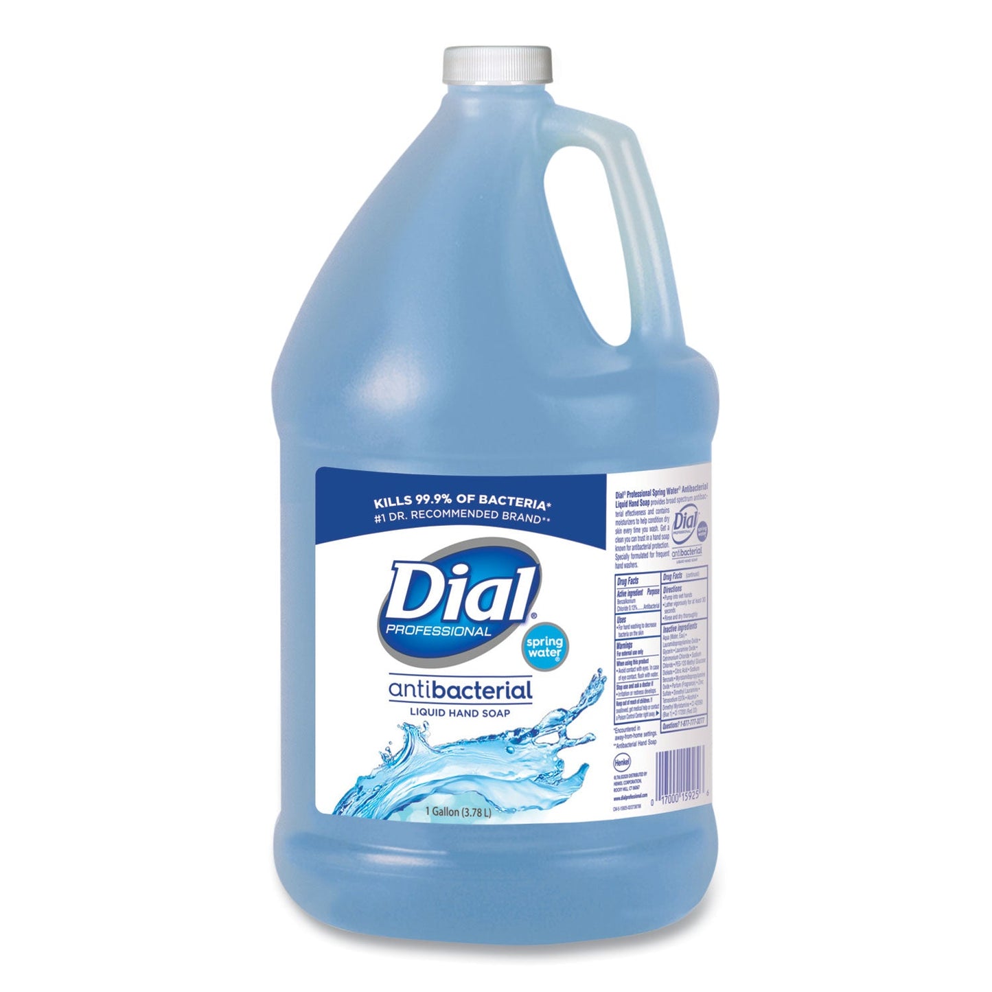 Dial Antibacterial Liquid Hand Soap, Spring Water, 1 gal, 4/Carton